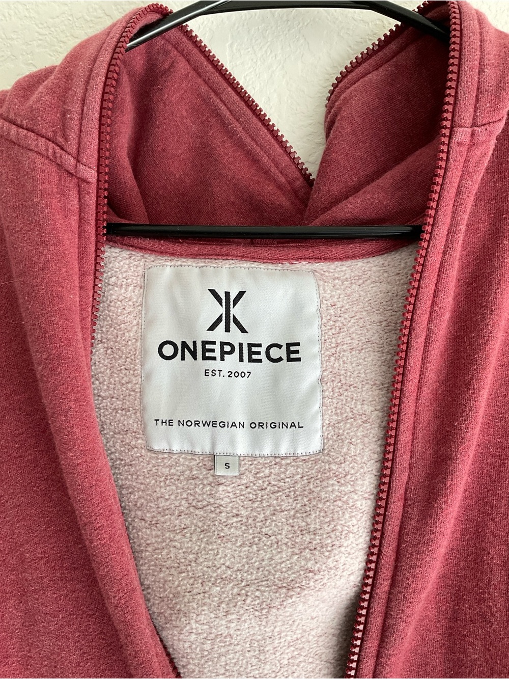 Onepiece Zip Hoodie in Rose Pink with Cream Sherpa Lining